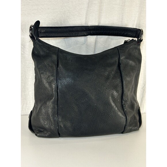 Ecco Black Pebbled Leather Hobo Shoulder Bag Vintage Y2K Genuine Cow Leather - Picture 1 of 10